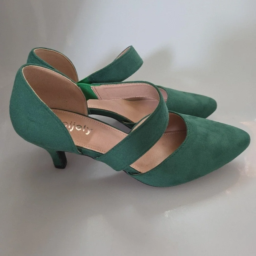 Women's Closed Pointed Toe‎ Heels Strap D'Orsay Kitten Heel Slip On Dressy 9